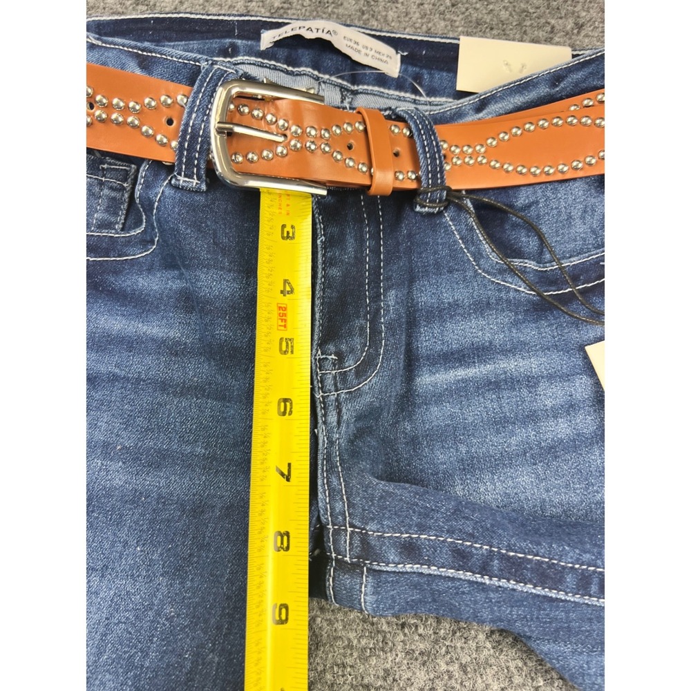Telepatia Low Rise Bootcut Jeans Dark Wash Studded Belt Size 3/26 NWT Boho - Picture 13 of 14